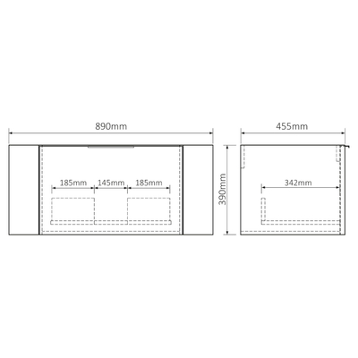 Differnz Olle Badkamermeubelset - 90x46cm - 1 lade - eiken