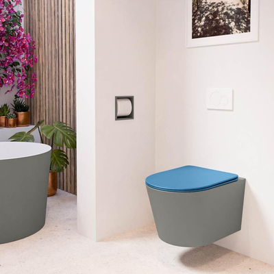 MONDIAZ LAVIE wandclosetpack - 36x53cm - diepspoel - rimless - Smoke (grijs) - softclose - quick-release - toiletzitting - Jeans (blauw)