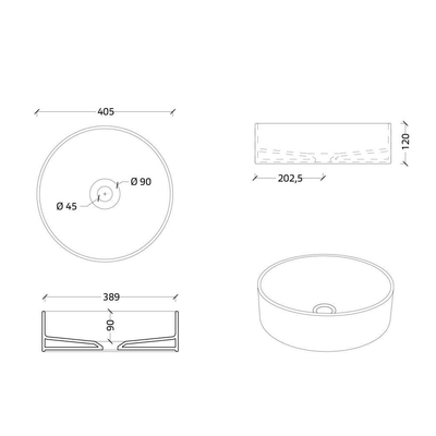Xenz Coco waskom - 40x40x12cm - rond - keramiek - glans wit