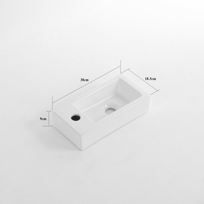 QeramiQ Fuente Fontein - 38x18.5x9cm - keramiek - kraangat links - Glans wit