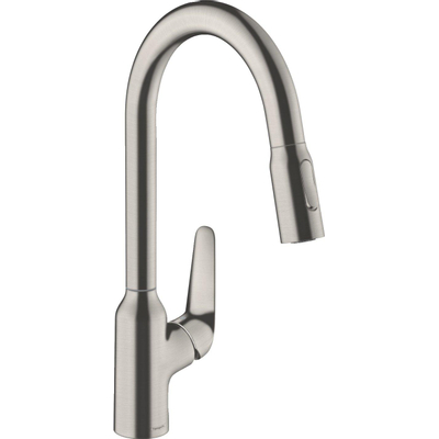 Hansgrohe M42 M4216-H220 1-gats keukenkraan m. uittrekbare handdouche m. 360° draaibare uitloop RVS