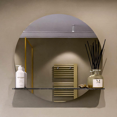 Mondiaz SPOT Badkamerspiegel - rond 70cm - spiegelplanchet - kleur Lava