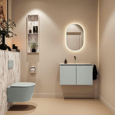 MONDIAZ TURE-DLUX 80cm toiletmeubel Greey. EDEN wastafel Glace positie midden. Zonder kraangat.