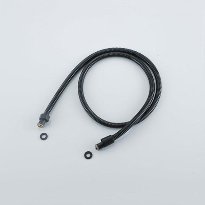 Fortifura Calvi Thermostatische badkraan met ronde handdouche, handdouchehouder en metalen doucheslang mat zwart