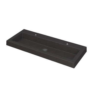 INK Dock wastafel - 100x40x6cm - 1 wasbak - 2 kraangaten - Quartz zwart