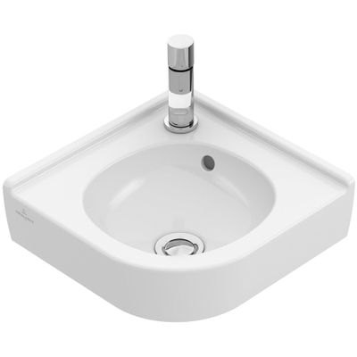 Villeroy & Boch O.novo hoekfontein 32x32cm met kraangat met overloop ceramic+ wit