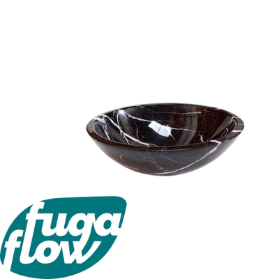 FugaFlow Efficiente Arredo Nero Marquina Waskom - 43x43x13.5cm - rond - marmer - zwart