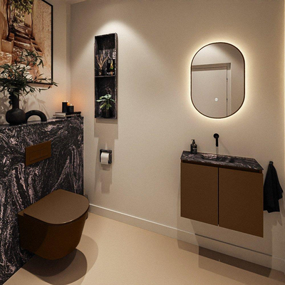 MONDIAZ TURE-DLUX 60cm toiletmeubel Rust. EDEN wastafel Lava positie midden. Zonder kraangat.