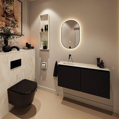 MONDIAZ TURE-DLUX 100cm toiletmeubel Urban. EDEN wastafel Ostra positie links. Zonder kraangat.