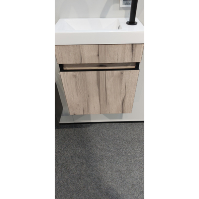 BRAUER SolutionPlus Fonteinonderkast 40x45x22cm 1 linksdraaiende deur Birch met Foggia fontein 1 kraangat mat wit SHOWROOMMODEL