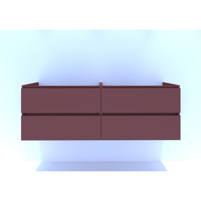 HR badmeubelen Infinity Wastafelonderkast - 160x44.8x55cm - 4 lades - dubbele sifonuitsparing - greeploos - terra mat