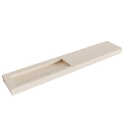 Mondiaz AVON Vrijhangende wastafel - 250cm - wasbak links - rand 12cm - Solid surface Linen