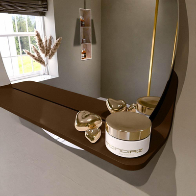 Mondiaz SPOT Badkamerspiegel - rond 50cm - spiegelplanchet - kleur Rust