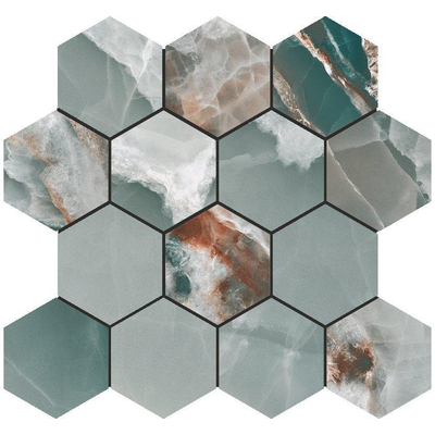 Baldocer Ceramica Onyx wand- en vloertegel - 29x27cm - 9mm - gerectificeerd - glans turquoise