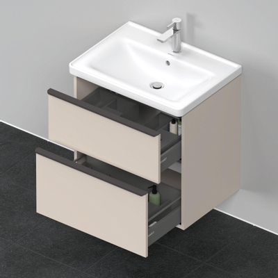 Duravit D-Neo wastafelonderkast 63.4x62.5x45.2cm 2 lades Taupe Mat