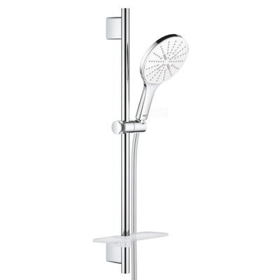 GROHE Rainshower Smartactive 150 Glijstangset - 60cm - ronde handdouche - 3 straalsoorten - gladde doucheslang - met zeepschaal - chroom/moon white