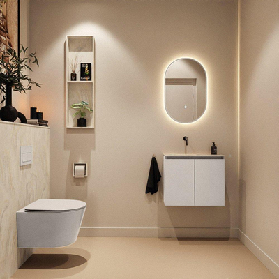 MONDIAZ TURE-DLUX 60cm toiletmeubel Linen. EDEN wastafel Ostra positie links. Zonder kraangat.