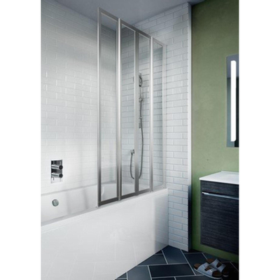 Crosswater Kai badwand 82x150.2cm 4 vouwwanden links 4mm helder veiligheidsglas aluminium zilver