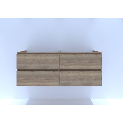 HR badmeubelen Infinity Wastafelonderkast - 140x44.8x55cm - 4 lades - greeploos - natuur eiken