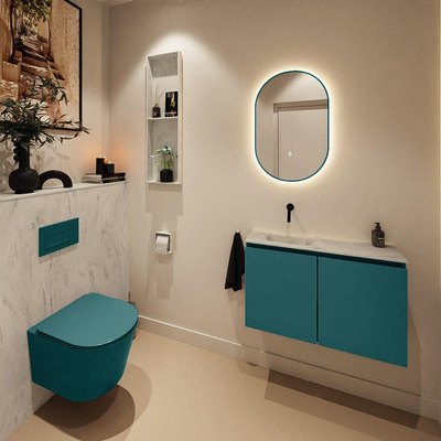 MONDIAZ TURE-DLUX 80cm toiletmeubel Smag. EDEN wastafel Opalo positie links. Zonder kraangat.