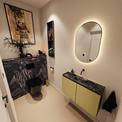 MONDIAZ TURE-DLUX 80cm toiletmeubel Oro. EDEN wastafel Lava positie midden. Zonder kraangat.