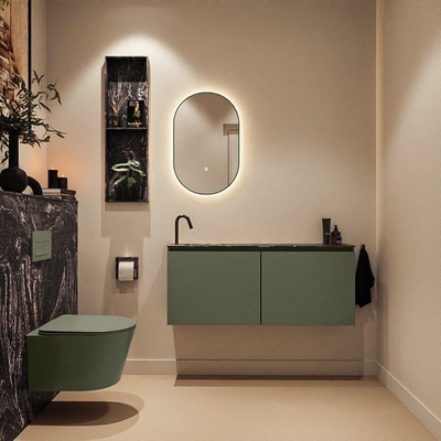MONDIAZ TURE-DLUX 120cm toiletmeubel Army. EDEN wastafel Lava positie links. Met 1 kraangat.