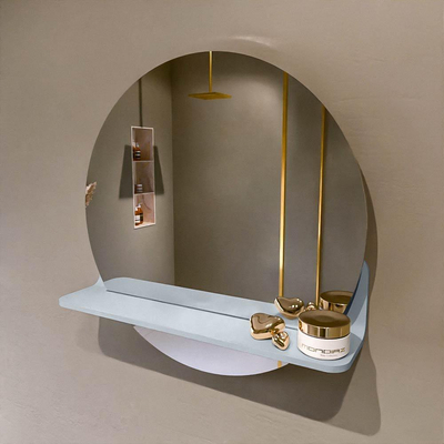 Mondiaz SPOT Badkamerspiegel - rond 50cm - spiegelplanchet - kleur Clay