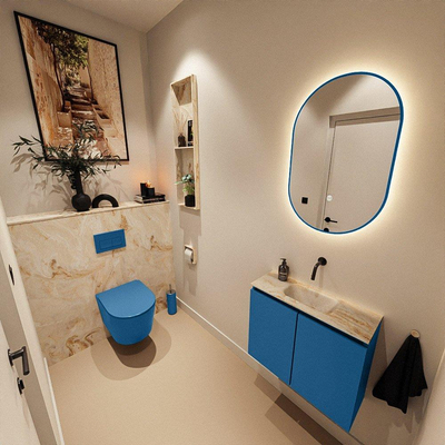 MONDIAZ TURE-DLUX 60cm toiletmeubel Jeans. EDEN wastafel Frappe positie midden. Zonder kraangat.