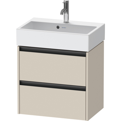 Duravit Ketho 2 wastafelonderbouwkast met 2 laden 58.4x39x54.9cm met grepen antraciet taupe supermat