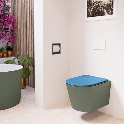 MONDIAZ LAVIE wandclosetpack - 36x53cm - diepspoel - rimless - Army (groen) - softclose - quick-release - toiletzitting - Jeans (blauw)