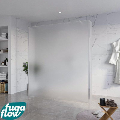 FugaFlow Eccelente Vetro Vrijstaande inloopdouche badkamer - 180x200cm - Glas mat - antikalk - 8mm veiligheidsglas - 2 zijwanden 40cm - met wandarmen en hoekprofielen - Chroom -