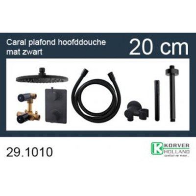 Wiesbaden Caral one-pack inbouwthermostaatset rond type 301 mat zwart 20cm