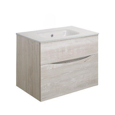 Crosswater Glide II Badkamermeubelset - 70x45x52cm - 2 lades - greeploos - softclose - nordic oak - zonder kraangat - wit