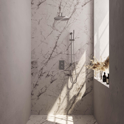 Brauer Brushed Edition Regendoucheset inbouw - hoofddouche 30cm - Gladde knop - handdouche staaf 1 stand - glijstang - PVD - geborsteld RVS