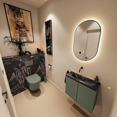 MONDIAZ TURE-DLUX 60cm toiletmeubel Army. EDEN wastafel Lava positie links. Zonder kraangat.