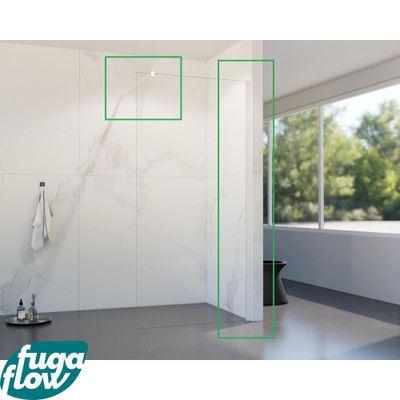 FugaFlow Eccelente Vetro profielset 200cm + stabilisatiestang 120cm mat wit -