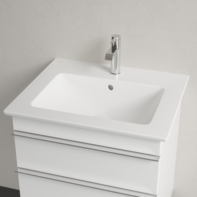 Villeroy & Boch Venticello wastafel 1 kraangat 60x50cm (geschikt voor 3 kr.gaten) met overloop Ceramic+ stone white