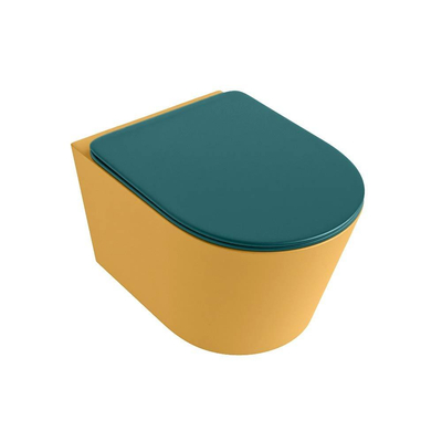 MONDIAZ LAVIE wandclosetpack - 36x53cm - diepspoel - rimless - Ocher (geel) - softclose - quick-release - toiletzitting - Smag (blauw)