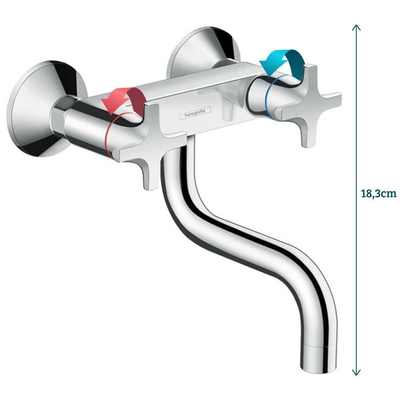 Hansgrohe Logis classic wandkeukenkraan met onder uitloop chroom