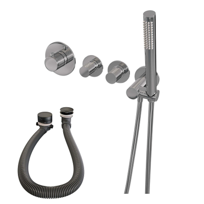 Brauer Chrome carving inbouw - douchegarnituur - 3 carving knoppen - handdouche staaf 1 stand - chroom