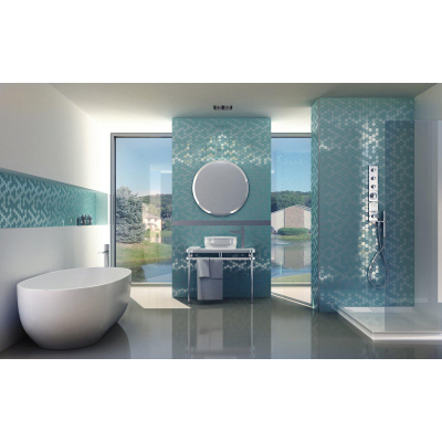 The Mosaic Factory Valencia mozaïektegel - 27.6x32.9cm - wandtegel - Zeshoek/Hexagon - Gerecycled glas Turquoise mat/glans