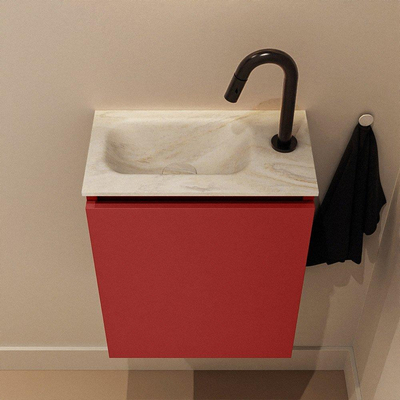 MONDIAZ TURE-DLUX 40cm toiletmeubel Fire. EDEN wastafel Ostra positie links. Met 1 kraangat.