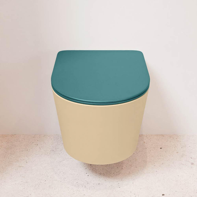 MONDIAZ LAVIE wandclosetpack - 36x53cm - diepspoel - rimless - Sand (beige) - softclose - quick-release - toiletzitting - Smag (blauw)