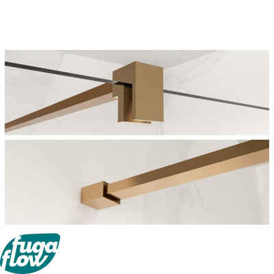FugaFlow Eccelente Vetro inloopdouche badkamer verlengde stabilisatiestang 200cm los incl.bevestigingsmaterialen - geborsteld koper