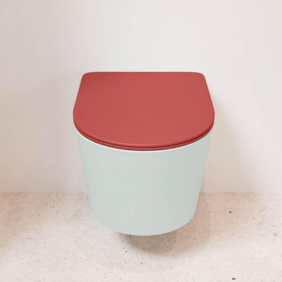 MONDIAZ LAVIE wandclosetpack - 36x53cm - diepspoel - rimless - Greey (grijs) - softclose - quick-release - toiletzitting - Fire (rood)