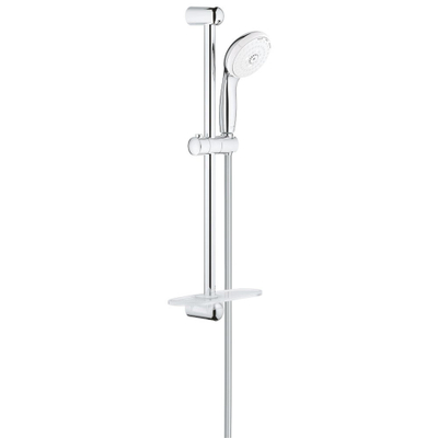 GROHE New Tempesta 100 Glijstangset - 60cm - ronde handdouche - 3 straalsoorten - gladde doucheslang - met zeepschaal - chroom/wit
