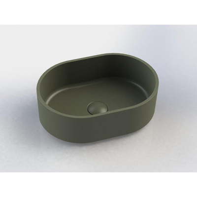 Arcqua Case waskom - 40x28cm - Ovaal - Cast marble Mat groen