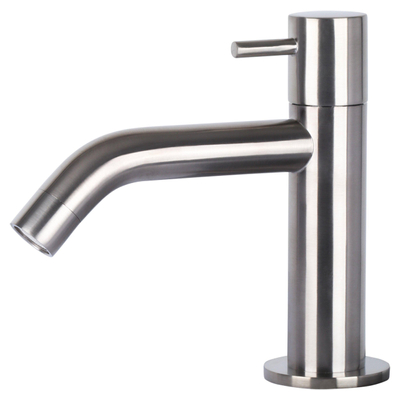 Differnz Ravo fonteinset - 38.5x18.5x9cm - Rechthoek - 1 kraangat - Gebogen matte chromen kraan - beton donkergrijs