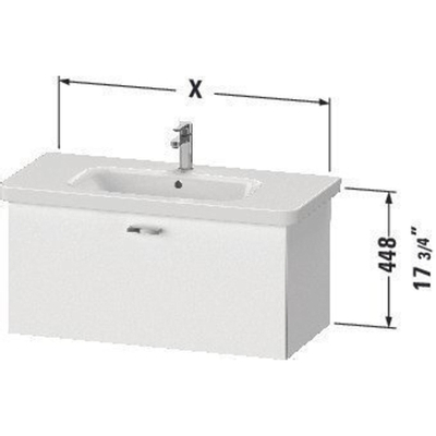 Duravit XBase Wastafelonderkast 93x44.8x44.8cm 1 lade Standaard greep met softclose spaanplaat Grafiet Mat