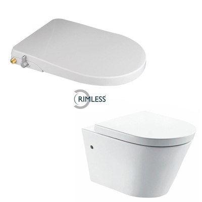 Wiesbaden Flow spoelrandloos met Flush luxe douche-wc zitting stroomloos wit